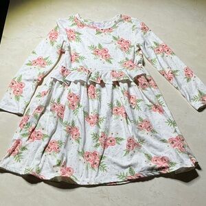 Just Lizzy, Charming Floral Kids Dress in Pink and White, Size 5